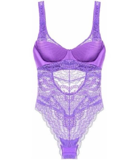 Versace Tops - Versace Women’s Greek Key Purple Sleeveless Bodysuit 1C Italy 1010113 NWT